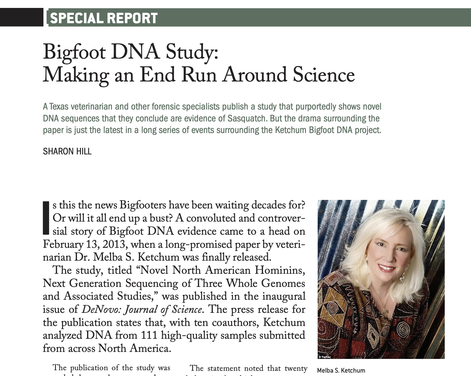 The Return of Melba Ketchum Center for Inquiry